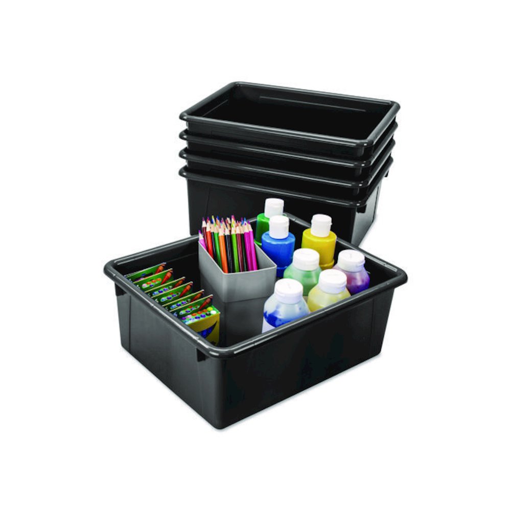 Storage Tray, Deep, 2 gal, 10.65" x 10.65" x 5.2", Black, 5/Pack. Picture 3