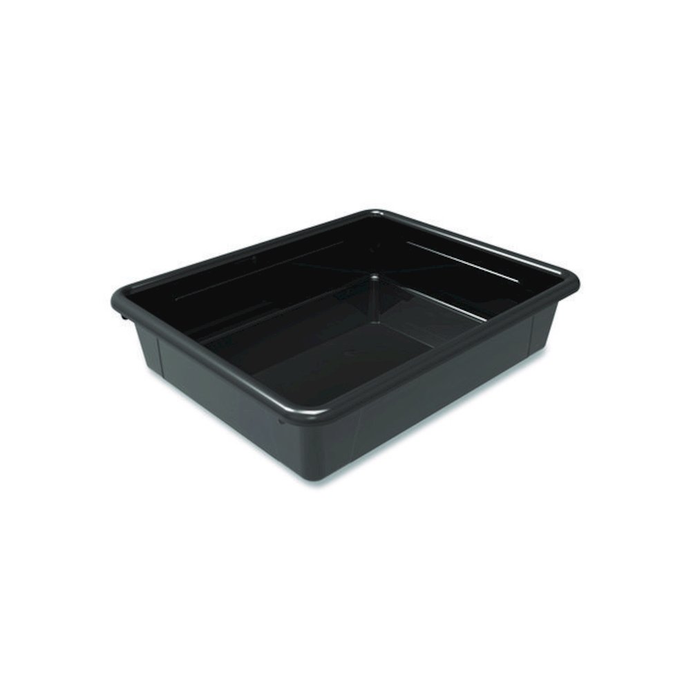 Storage Tray, Flat, 102.4 oz, 10.65" x 10.65" x 2.96", Black, 5/Pack. Picture 2