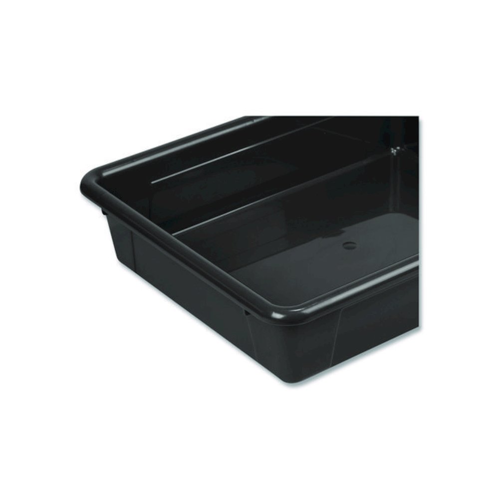 Storage Tray, Flat, 102.4 oz, 10.65" x 10.65" x 2.96", Black, 5/Pack. Picture 4