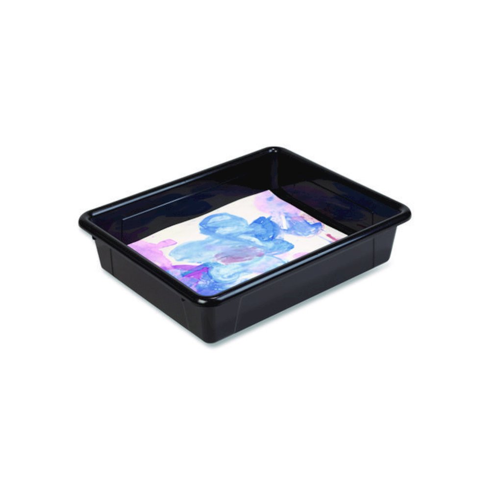 Storage Tray, Flat, 102.4 oz, 10.65" x 10.65" x 2.96", Black, 5/Pack. Picture 5