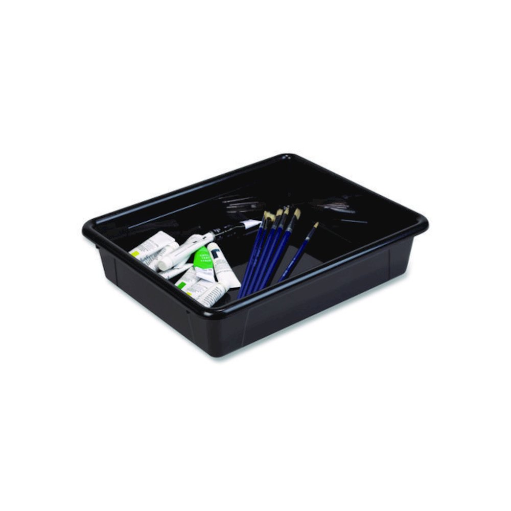 Storage Tray, Flat, 102.4 oz, 10.65" x 10.65" x 2.96", Black, 5/Pack. Picture 6