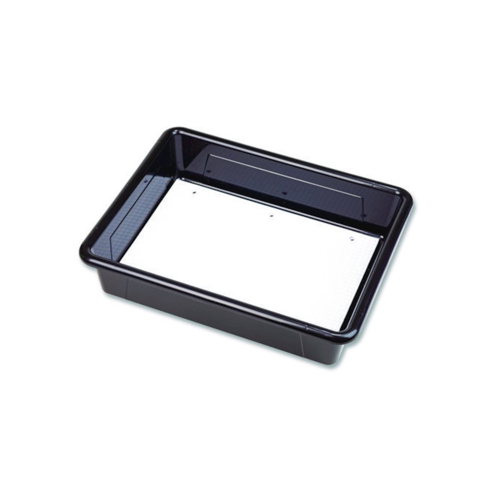 Storage Tray, Flat, 102.4 oz, 10.65" x 10.65" x 2.96", Black, 5/Pack. Picture 7