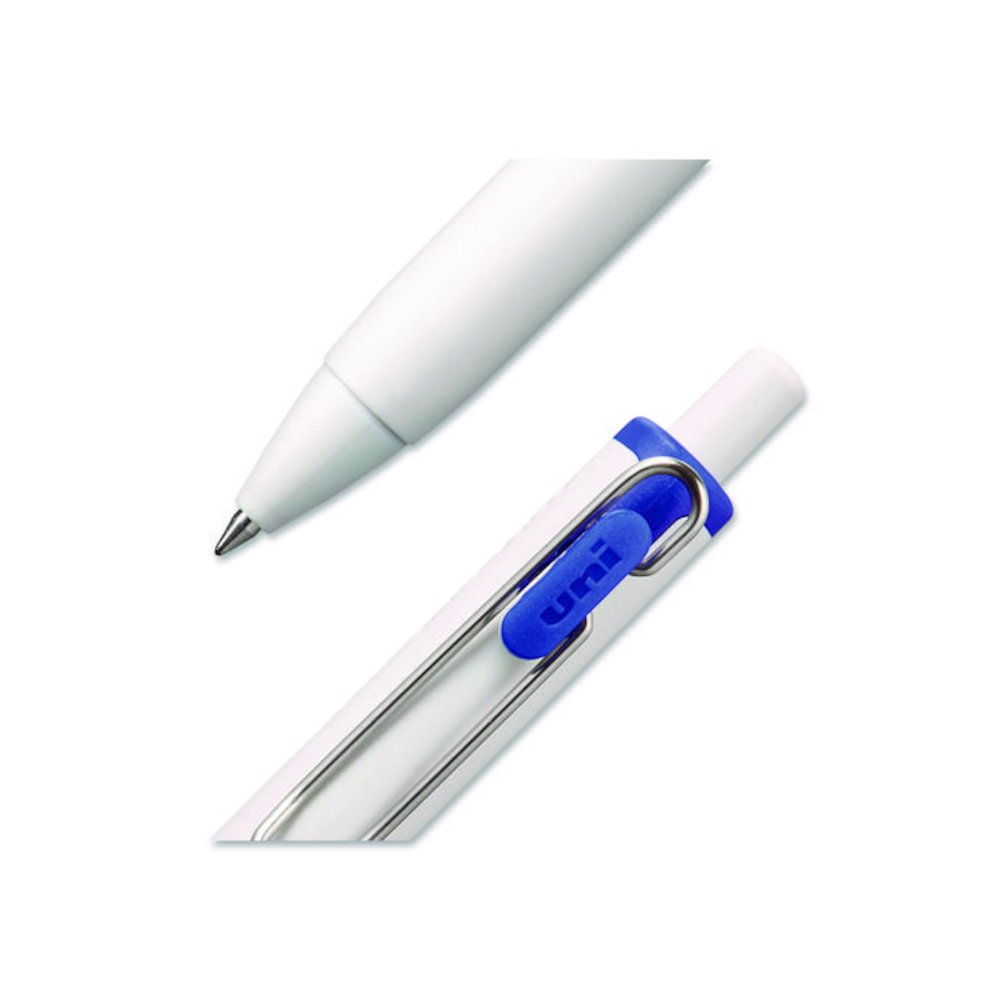uniONE Gel Pen, Retractable, Medium 0.7 mm, Blue Ink, White/Blue Barrel, Dozen. Picture 2