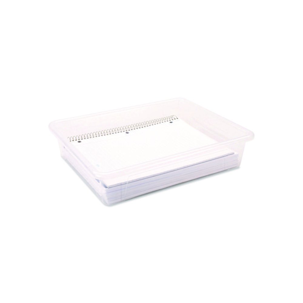 Storage Tray, Flat, 1.69 gal, 10.65" x 13.17" x 2.96", Translucent, 5/Pack. Picture 4