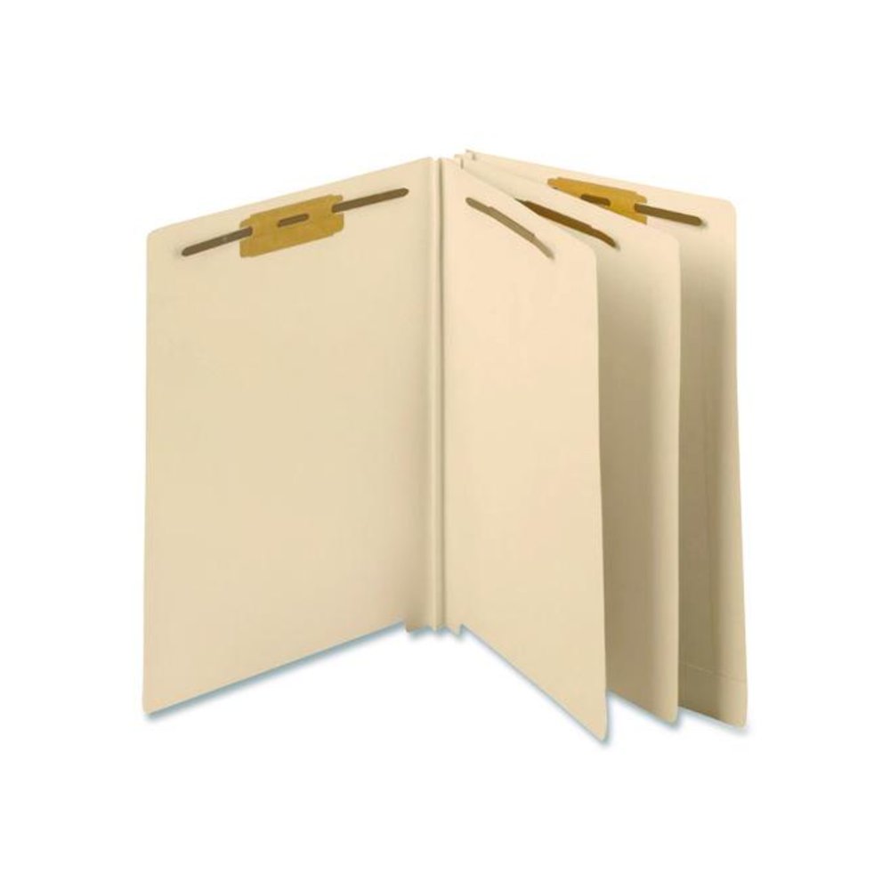Heavy-Duty End Tab Classification Folders, Straight Tab, Expands 3", 2 Dividers, 6 Fasteners, Letter Size, Manila, 15/Box. Picture 2