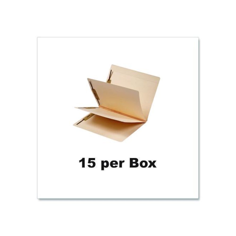 Heavy-Duty End Tab Classification Folders, Straight Tab, Expands 3", 2 Dividers, 6 Fasteners, Letter Size, Manila, 15/Box. Picture 4