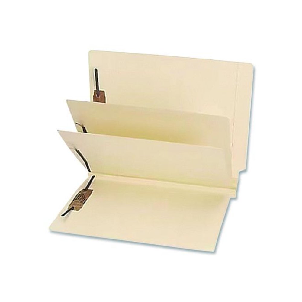 Heavy-Duty End Tab Classification Folders, Straight Tab, Expands 3", 2 Dividers, 6 Fasteners, Letter Size, Manila, 15/Box. Picture 5