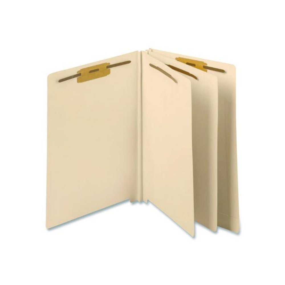 Heavy-Duty End Tab Classification Folders, Straight Tab, Expands 3", 2 Dividers, 6 Fasteners, Letter Size, Manila, 75/Box. Picture 2