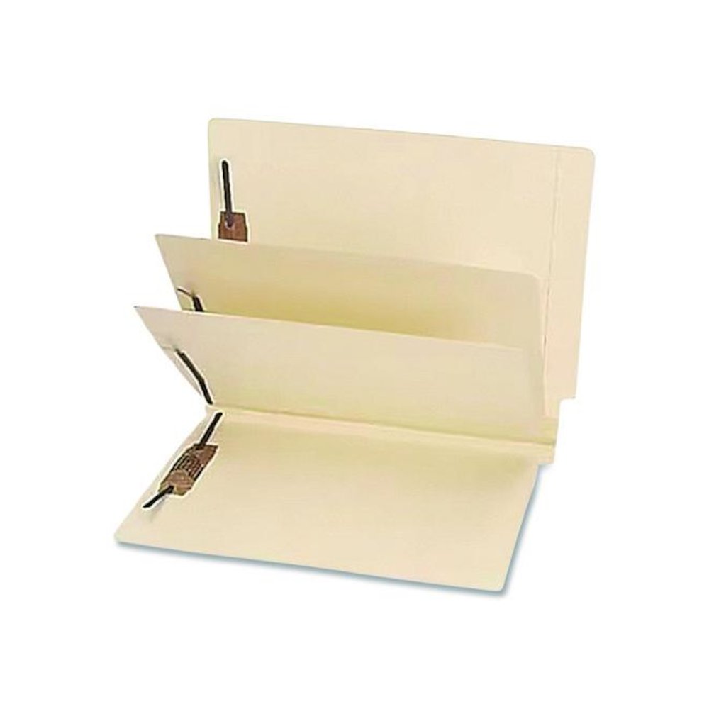 Heavy-Duty End Tab Classification Folders, Straight Tab, Expands 3", 2 Dividers, 6 Fasteners, Letter Size, Manila, 75/Box. Picture 5