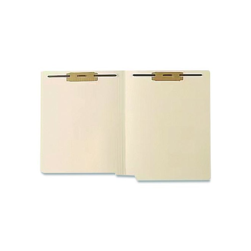 Heavy-Duty Poly-Reinforced End Tab Fastener Folders, Straight Tab, Expands 0.75", 2 Fasteners, Letter Size, Manila, 50/Box. Picture 2