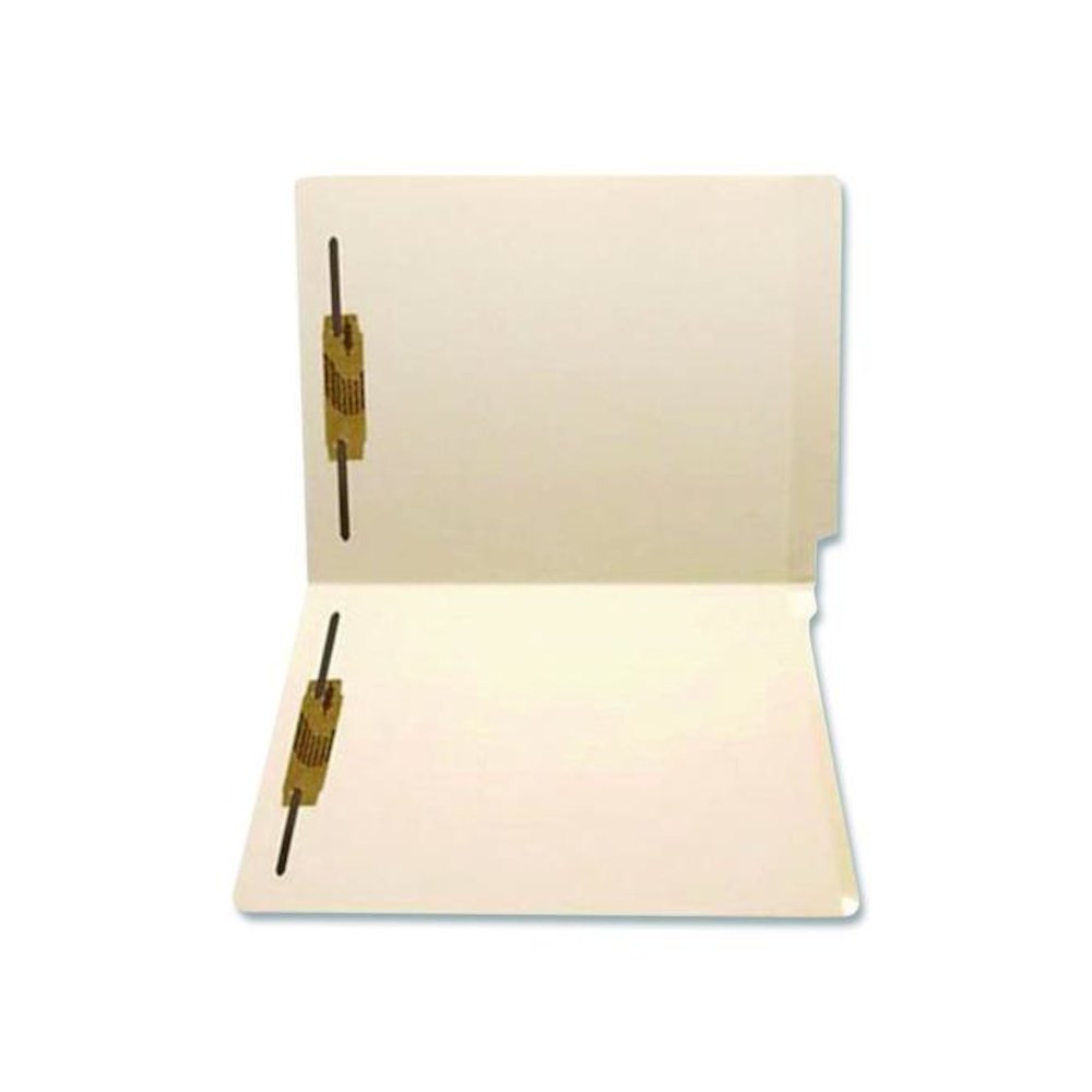 Heavy-Duty Poly-Reinforced End Tab Fastener Folders, Straight Tab, Expands 0.75", 2 Fasteners, Letter Size, Manila, 50/Box. Picture 3