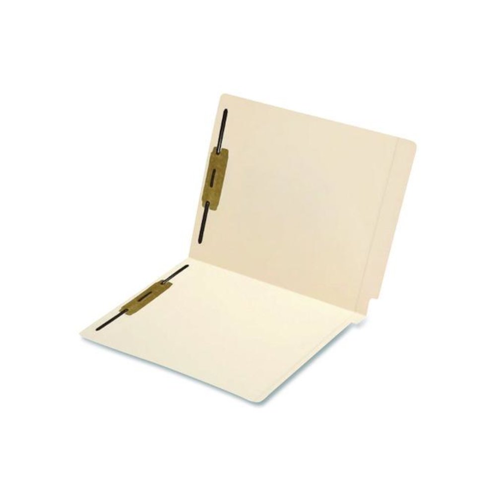 Heavy-Duty Poly-Reinforced End Tab Fastener Folders, Straight Tab, Expands 0.75", 2 Fasteners, Letter Size, Manila, 50/Box. Picture 5