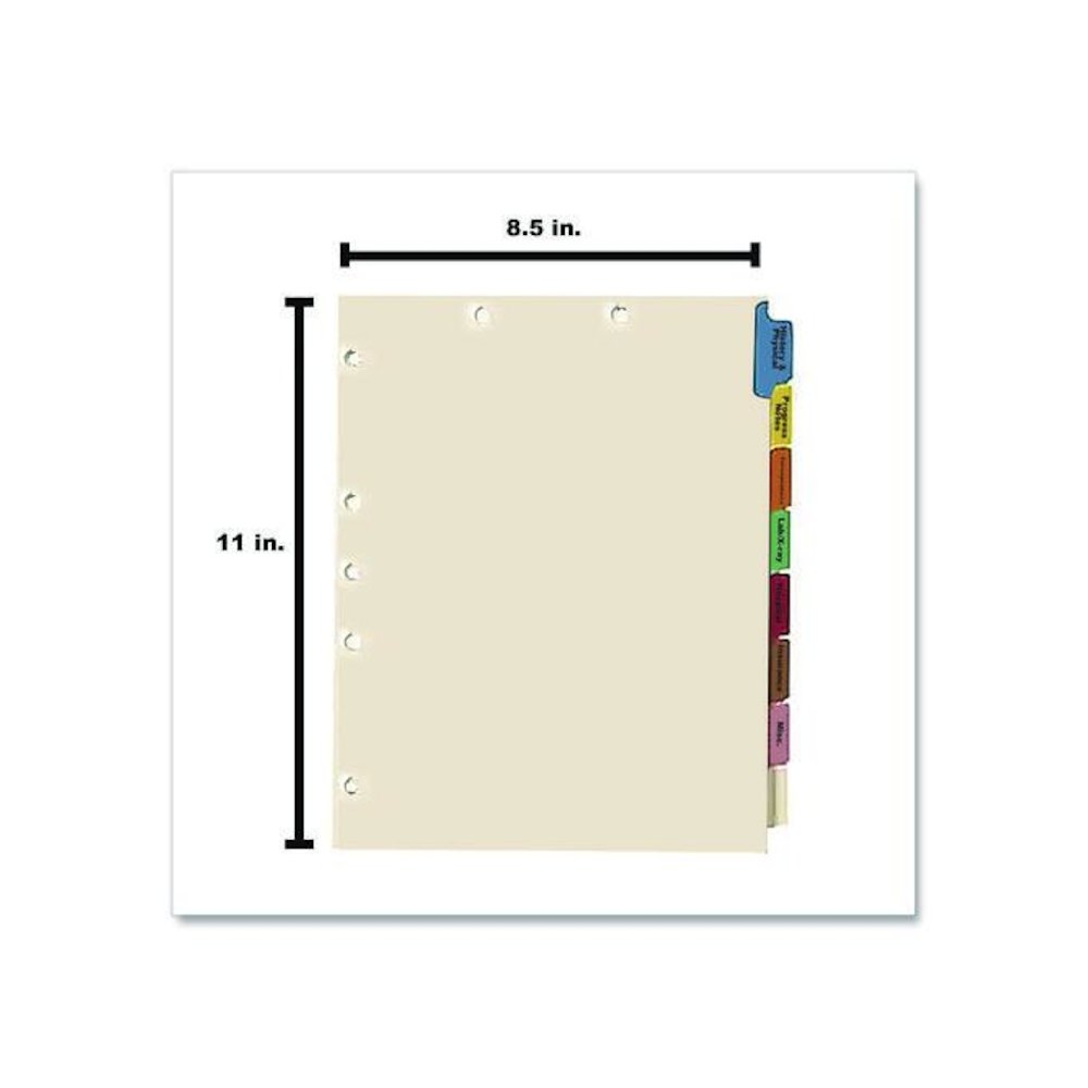 Side Tab Medical Chart Indexes, 8-Tab, Assorted Medical, 11 x 8.5, Manila, 50/Box. Picture 2