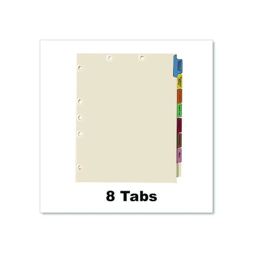 Side Tab Medical Chart Indexes, 8-Tab, Assorted Medical, 11 x 8.5, Manila, 50/Box. Picture 4