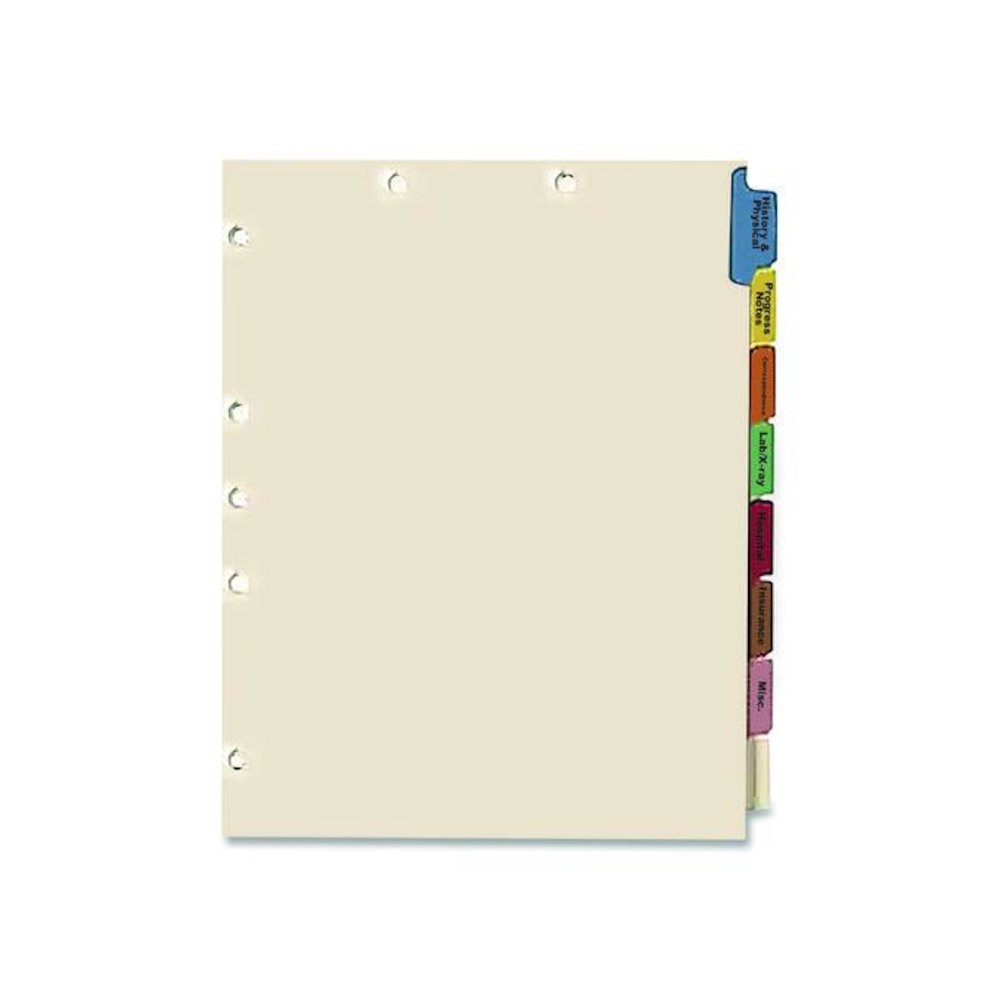 Side Tab Medical Chart Indexes, 8-Tab, Assorted Medical, 11 x 8.5, Manila, 50/Box. Picture 5