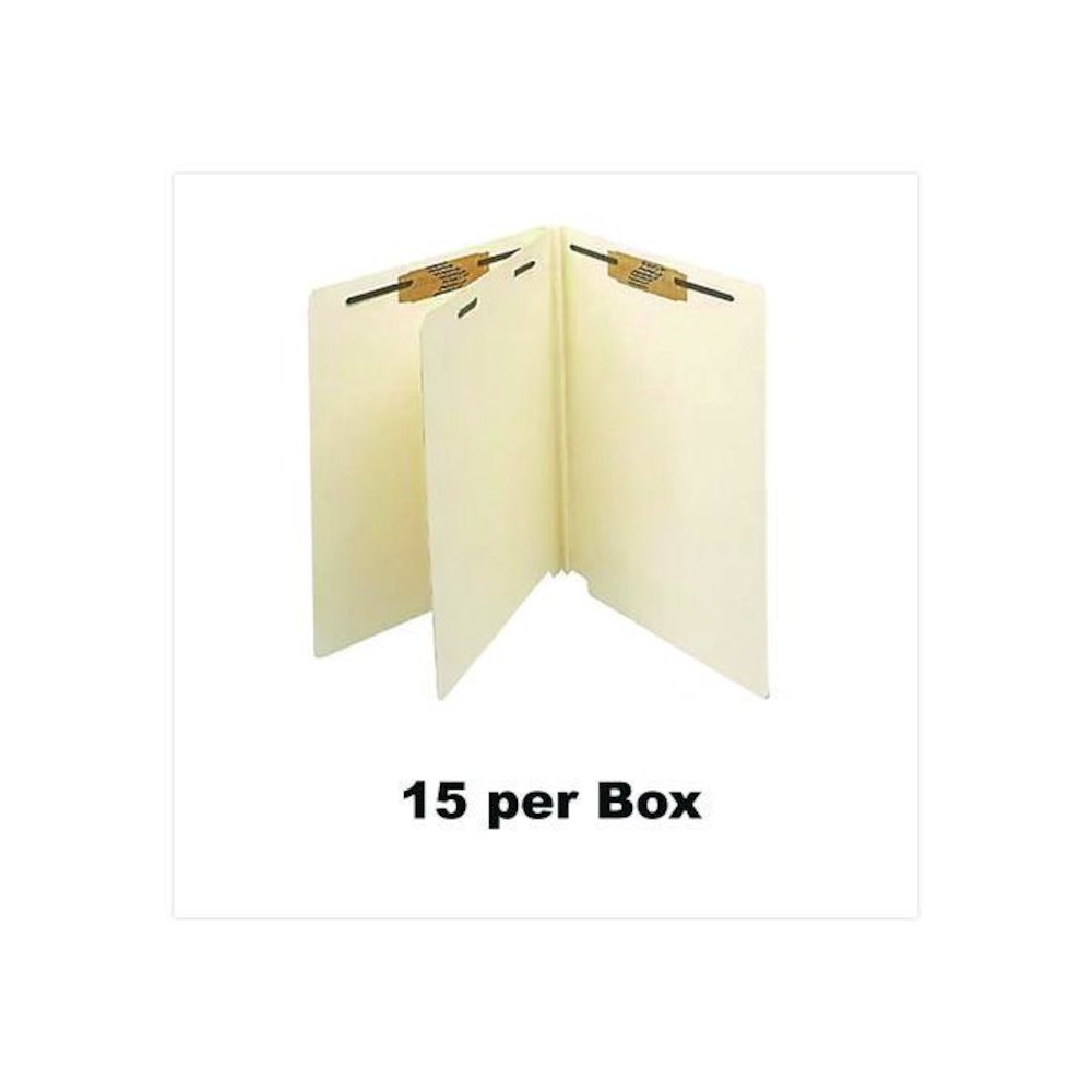 Heavy-Duty End Tab Classification Folders, Straight Tab, Expands 2", 1 Divider, 4 Fasteners, Letter Size, Manila, 25/Box. Picture 4