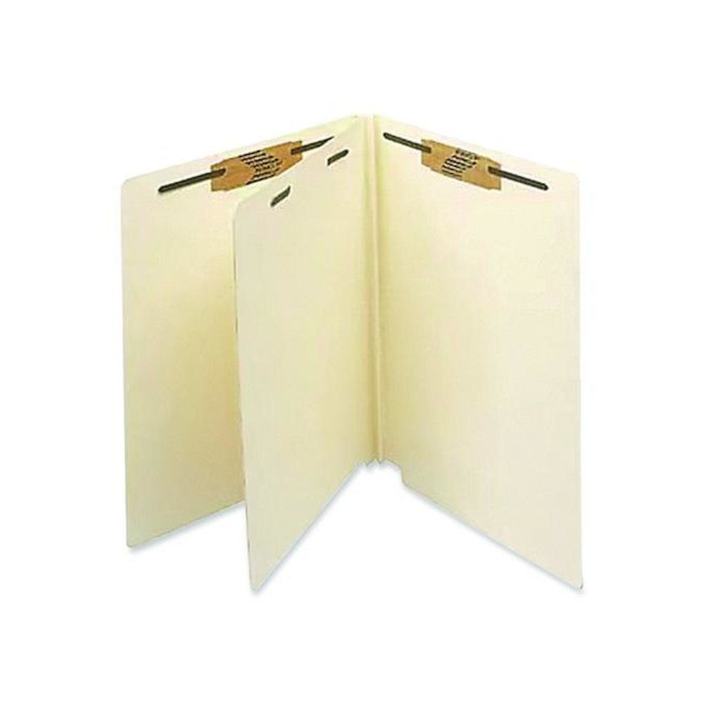 Heavy-Duty End Tab Classification Folders, Straight Tab, Expands 2", 1 Divider, 4 Fasteners, Letter Size, Manila, 25/Box. Picture 5