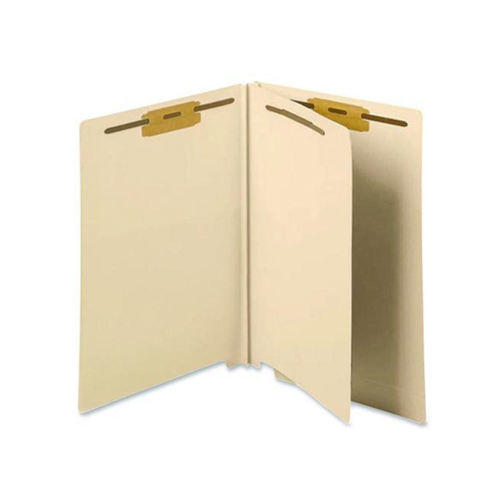 Heavy-Duty End Tab Classification Folders, Straight Tab, Expands 2", 1 Divider, 4 Fasteners, Letter Size, Manila, 25/Box. Picture 3