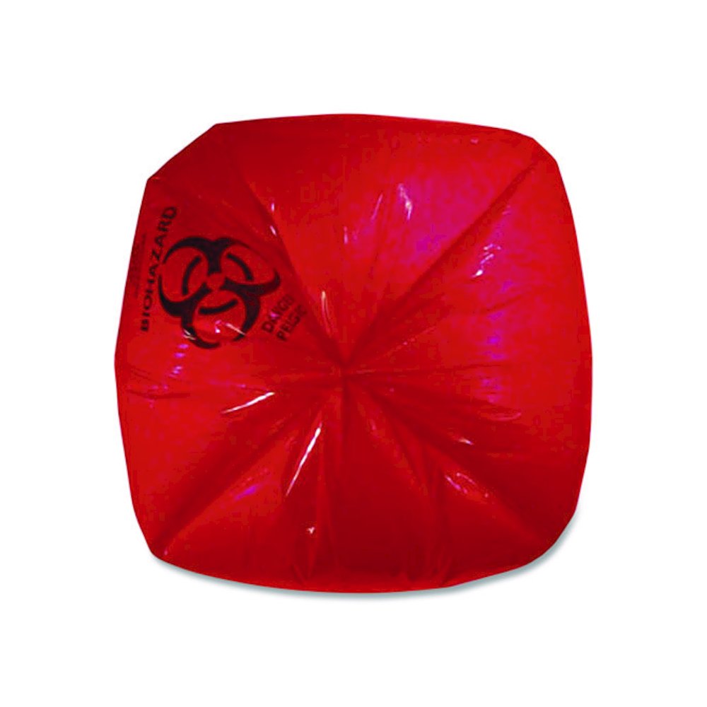 Healthcare Pre-Printed High-Density Can Liners, Biohazard: Infectious Waste, 45 gal, 16 mic, 40 x 48, Red, Flat Pack, 250/CT. Picture 4