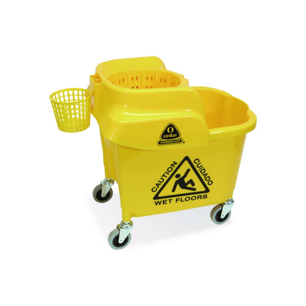 MaxiRough Institutional Mop Bucket and Wringer, 32 to 35 qt, Yellow. Picture 1