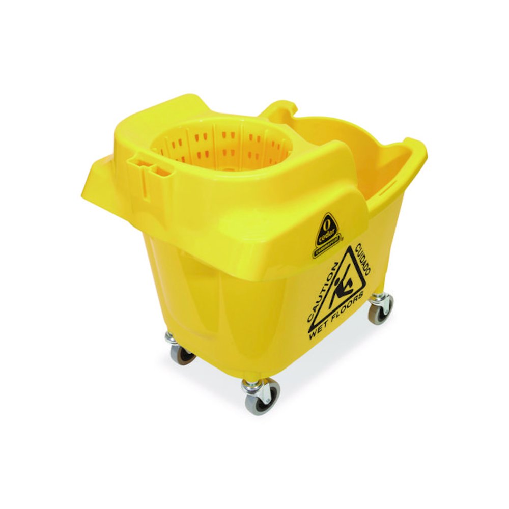 MaxiRough Institutional Mop Bucket and Wringer, 32 to 35 qt, Yellow. Picture 3