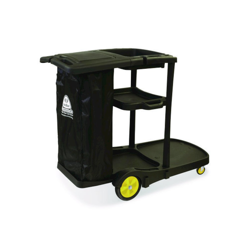 Premier Janitor Cart, 2 Shelves, Plastic, 18.25 x 44.5 x 38, Black. Picture 1