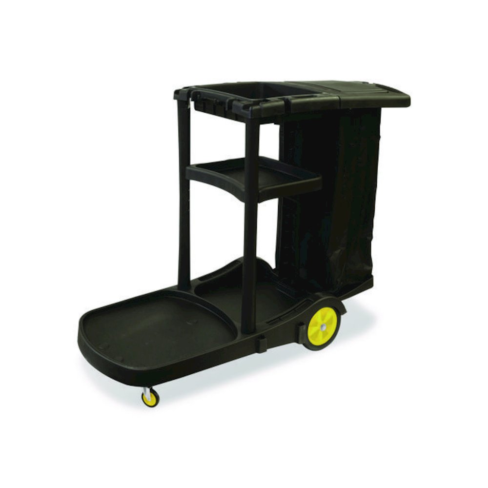 Premier Janitor Cart, 2 Shelves, Plastic, 18.25 x 44.5 x 38, Black. Picture 2