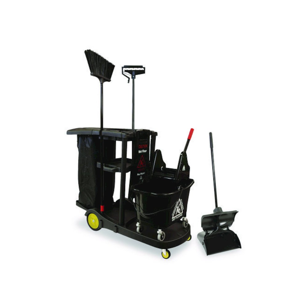 Premier Janitor Cart, 2 Shelves, Plastic, 18.25 x 44.5 x 38, Black. Picture 3