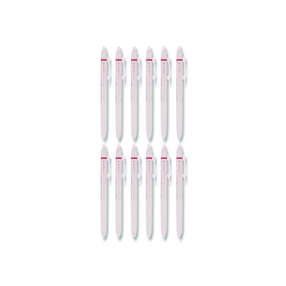 Frixion Waai Erasable Gel Pen, Retractable, Extra Fine 0.5 mm, Cherry Ink, Beige/Cherry Barrel, Dozen. Picture 1