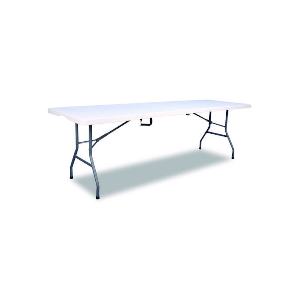 Fold in Half Plastic Folding Table, 96w x 30d x 29.25h, White. Picture 1