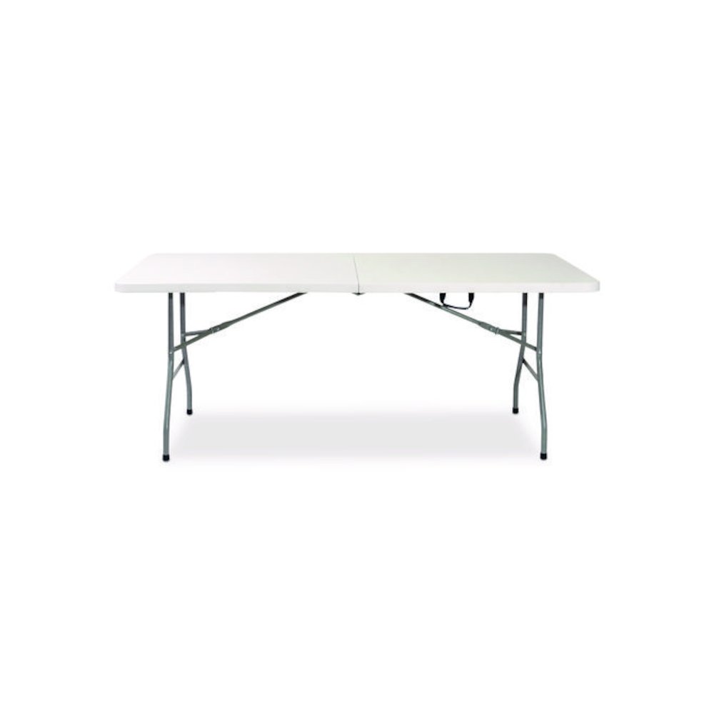 Fold in Half Plastic Folding Table, 96w x 30d x 29.25h, White. Picture 2