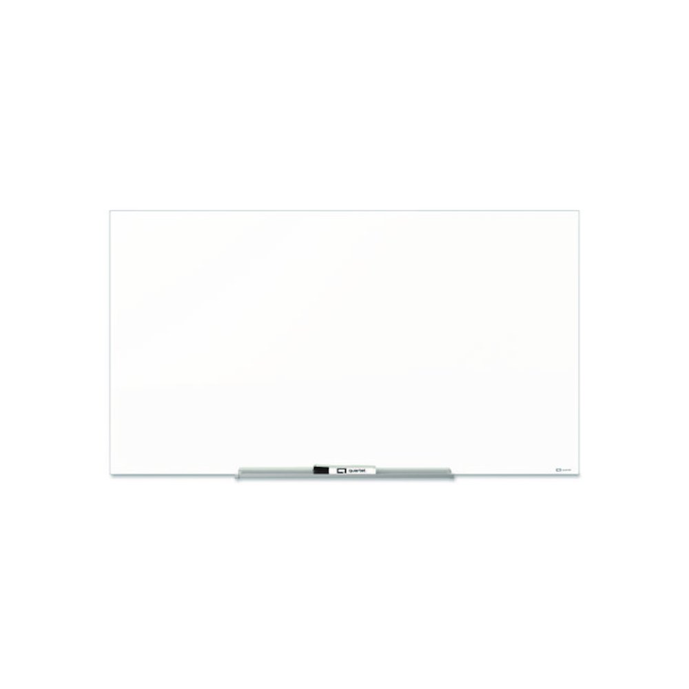 InvisaMount Magnetic Glass Marker Board, 74" x 42", White Surface. Picture 1