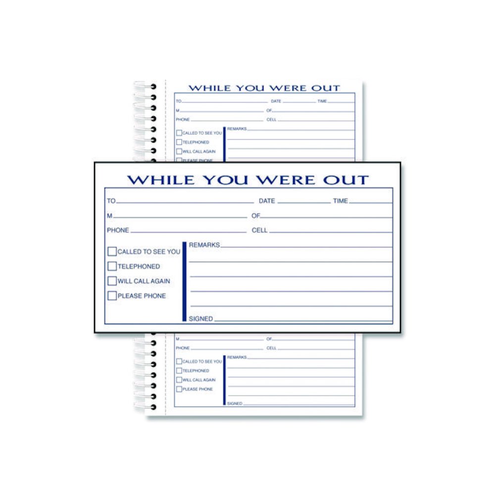 While You Were Out Messages Book, Two-Part Carbonless, 5 x 2.83, 3 Forms/Sheet, 300 Forms Total. Picture 3