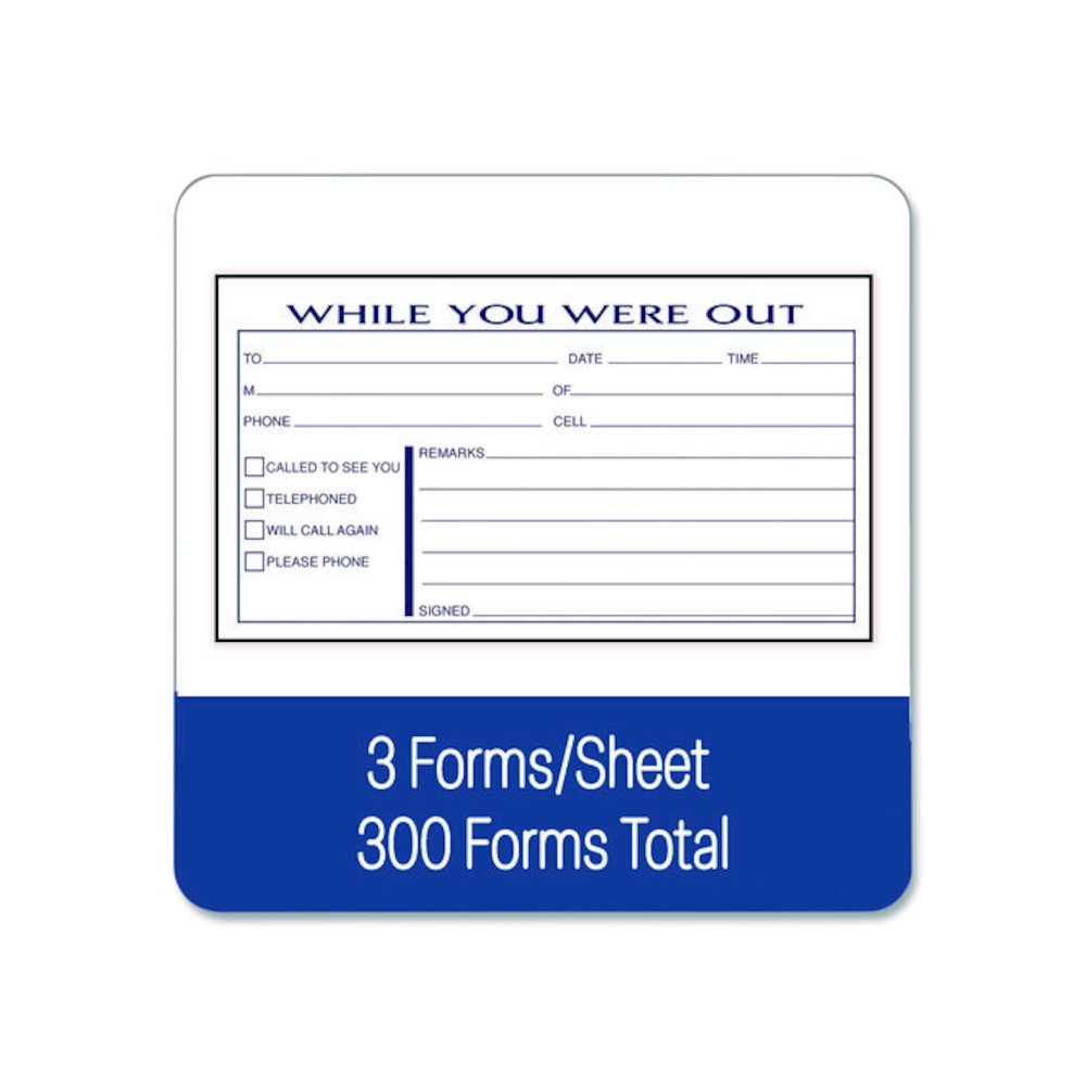 While You Were Out Messages Book, Two-Part Carbonless, 5 x 2.83, 3 Forms/Sheet, 300 Forms Total. Picture 4