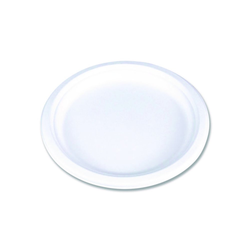 ChampWare Molded Fiber Tableware, Molded Fiber Plate, 10" dia, White, 125 Plates/Sleeve, 4 Sleeves/Carton. Picture 1