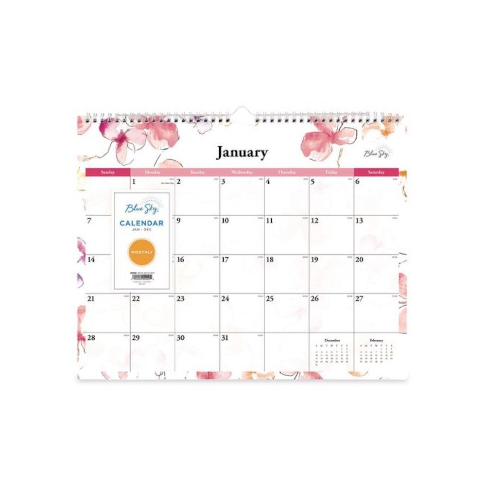 Lindley Monthly Wall Calendar, Floral Artwork, 15 x 12, White/Pink/Red Sheets, 12-Month (Jan to Dec): 2026. Picture 2