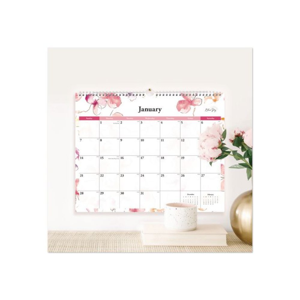 Lindley Monthly Wall Calendar, Floral Artwork, 15 x 12, White/Pink/Red Sheets, 12-Month (Jan to Dec): 2026. Picture 3