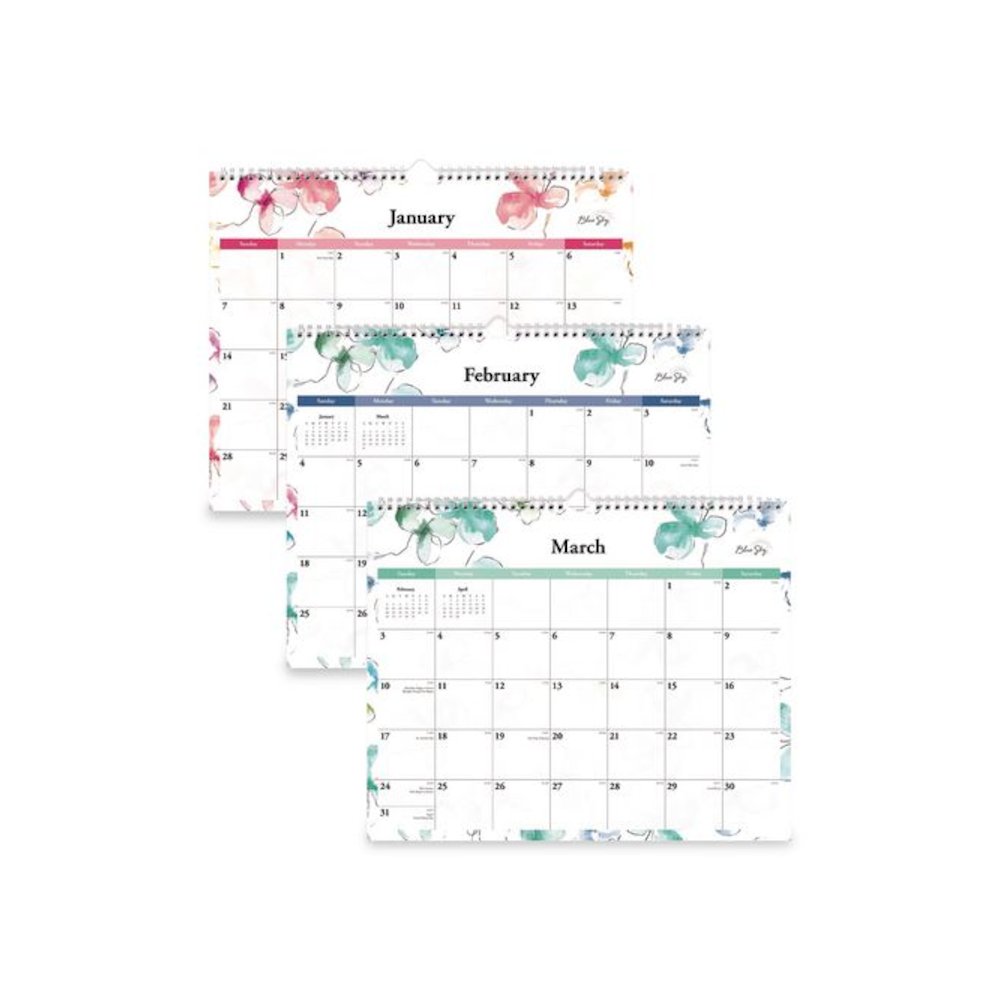 Lindley Monthly Wall Calendar, Floral Artwork, 15 x 12, White/Pink/Red Sheets, 12-Month (Jan to Dec): 2026. Picture 1