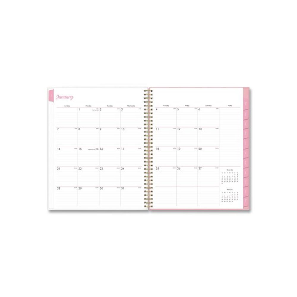 Mimi Pink Weekly/Monthly Planner, Floral Artwork, 11 x 8.5, Pink/Blue/Rose Cover, 12-Month (Jan to Dec): 2026. Picture 3