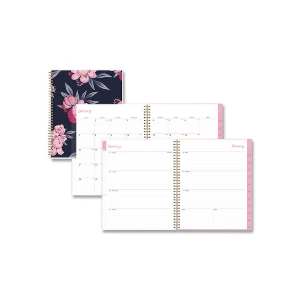 Mimi Pink Weekly/Monthly Planner, Floral Artwork, 11 x 8.5, Pink/Blue/Rose Cover, 12-Month (Jan to Dec): 2026. Picture 1