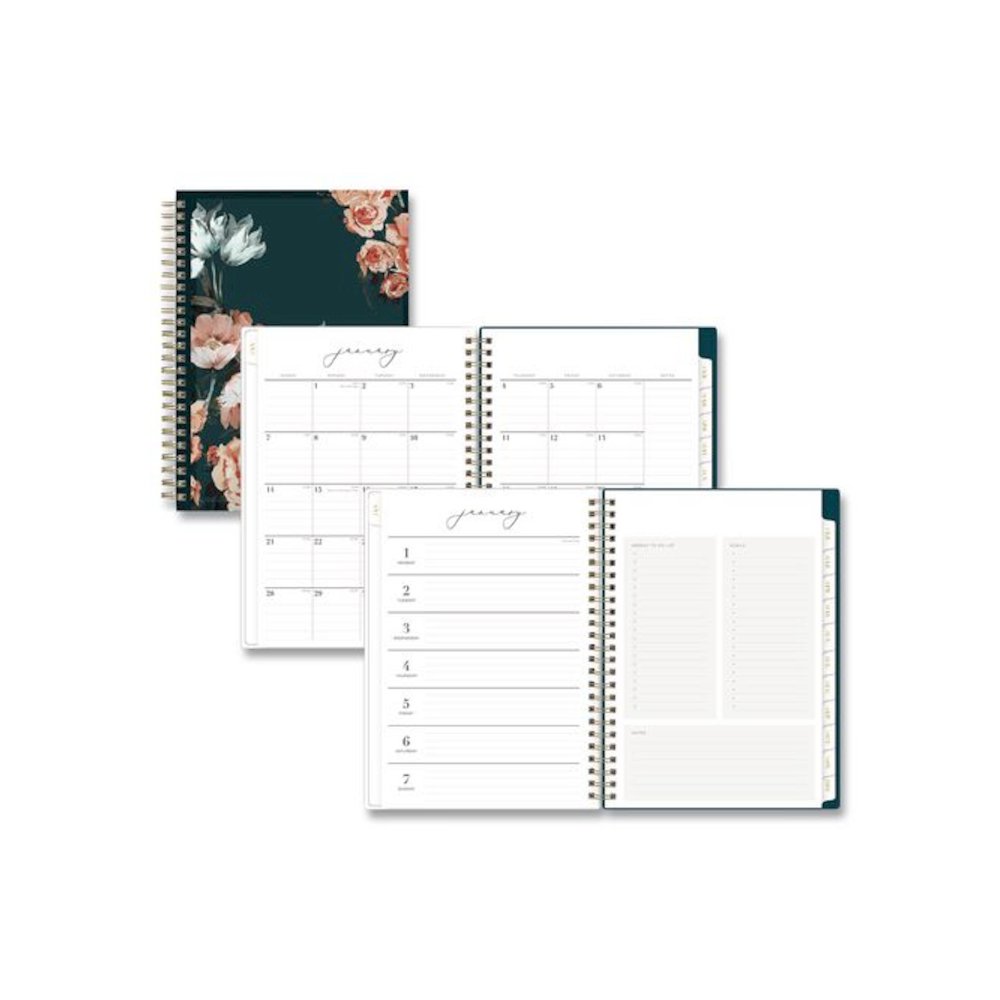 Life Note-It Dania Weekly/Monthly Planner, Floral Artwork, 8.63 x 5.88, Teal/Pink/Blue Cover, 12-Month (Jan to Dec): 2026. Picture 1