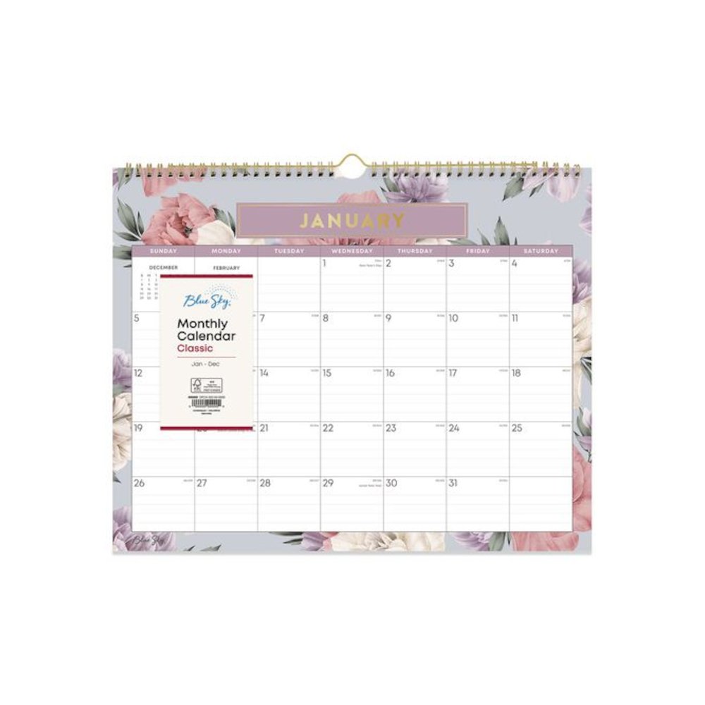 Tula Monthly Wall Calendar, Floral Artwork, 15 x 12, White/Multicolor Sheets, 12-Month (Jan to Dec): 2026. Picture 2