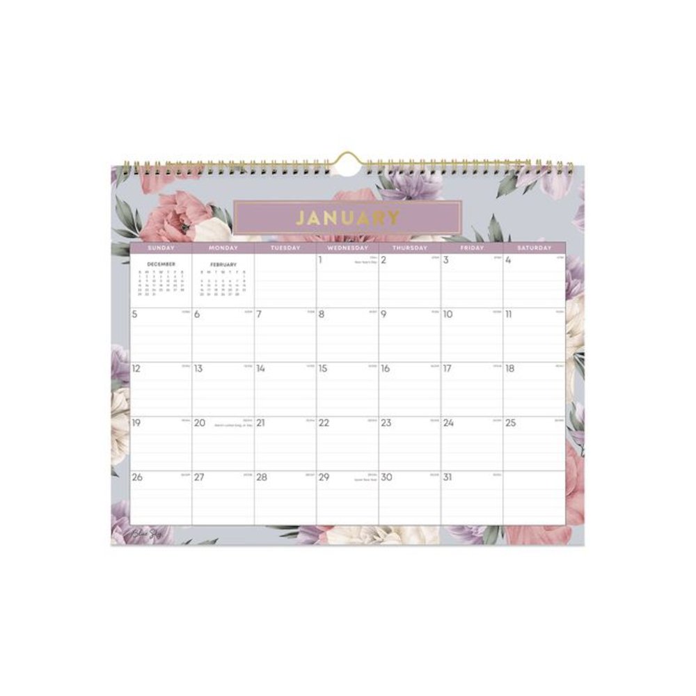 Tula Monthly Wall Calendar, Floral Artwork, 15 x 12, White/Multicolor Sheets, 12-Month (Jan to Dec): 2026. Picture 1
