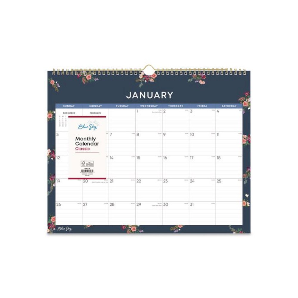 Ashlyn Monthly Wall Calendar, Floral Artwork, 15 x 12, White/Blue/Pink Sheets, 12-Month (Jan to Dec): 2026. Picture 2