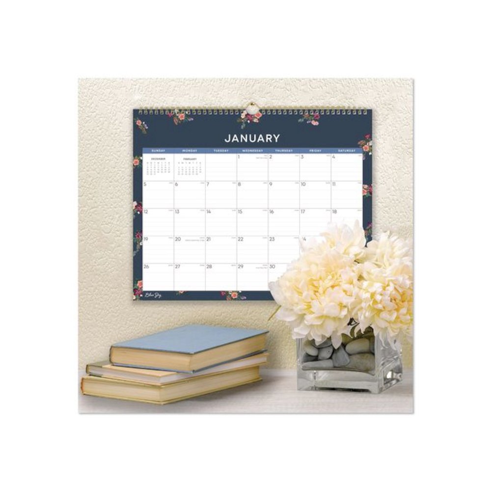 Ashlyn Monthly Wall Calendar, Floral Artwork, 15 x 12, White/Blue/Pink Sheets, 12-Month (Jan to Dec): 2026. Picture 3