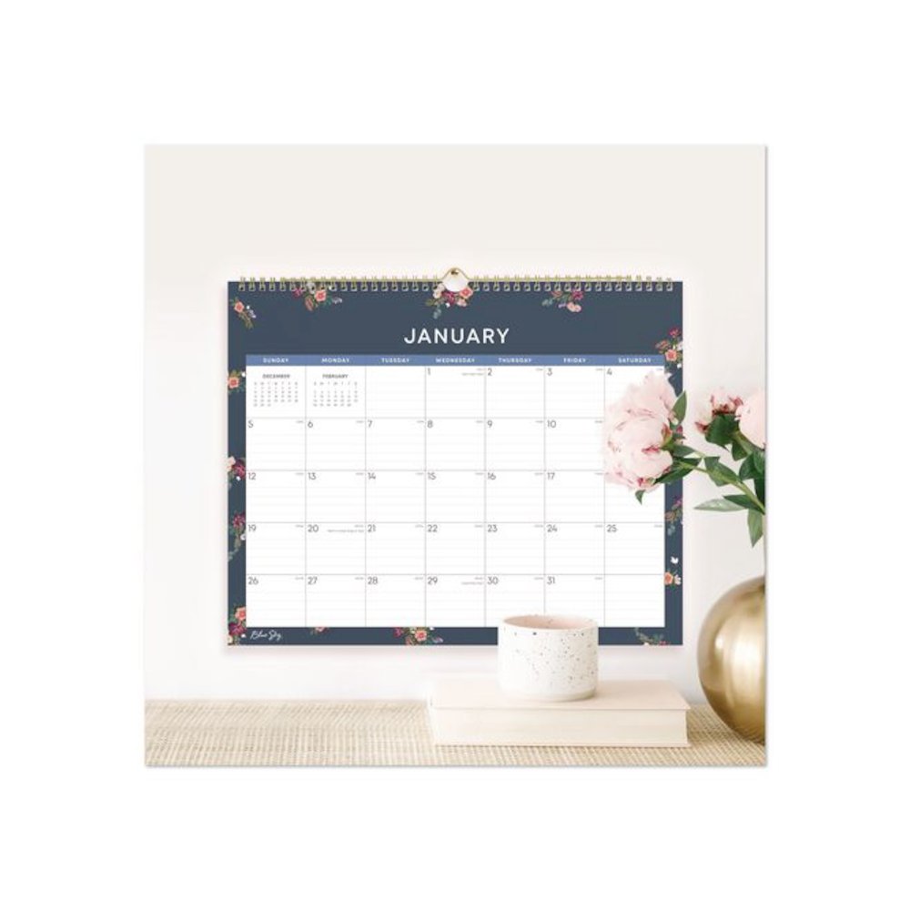 Ashlyn Monthly Wall Calendar, Floral Artwork, 15 x 12, White/Blue/Pink Sheets, 12-Month (Jan to Dec): 2026. Picture 4