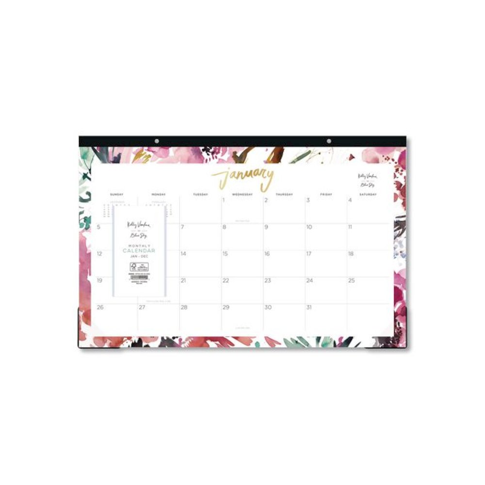 Kelly Ventura Magenta Bloom Desk Pad Calendar, 17 x 11, Floral Artwork, White/Multicolor Sheets, 12-Month (Jan to Dec): 2026. Picture 2