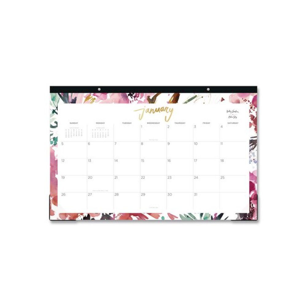 Kelly Ventura Magenta Bloom Desk Pad Calendar, 17 x 11, Floral Artwork, White/Multicolor Sheets, 12-Month (Jan to Dec): 2026. Picture 1