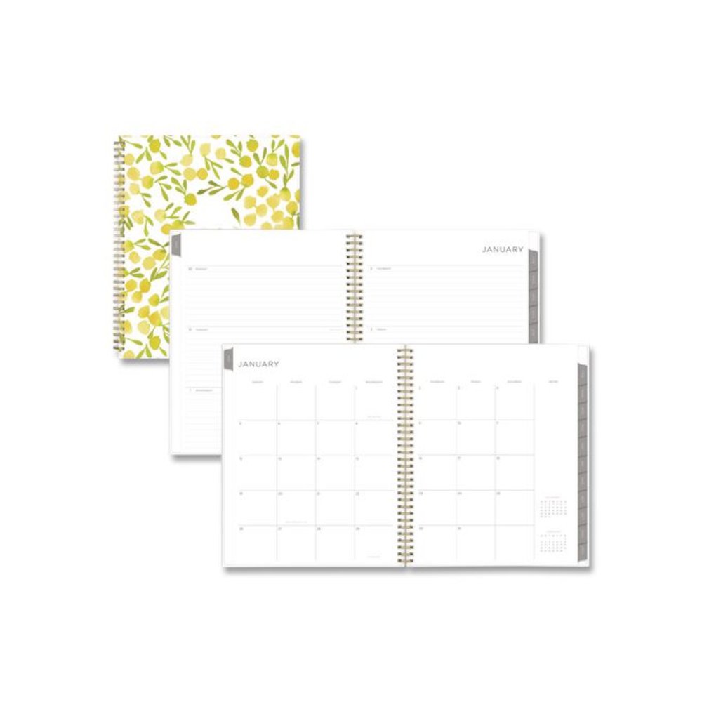 Mimosa Weekly/Monthly Planner, 11 x 8.5, Floral Artwork, Yellow/Green/White Cover, 12-Month (Jan to Dec): 2026. Picture 1