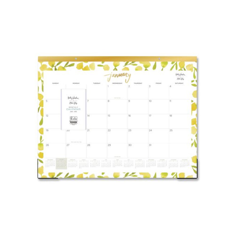 Mimosa Monthly Desk Pad Calendar, 22 x 17, Lemon Artwork, White/Yellow/Green Sheets, 12-Month (Jan to Dec): 2026. Picture 2